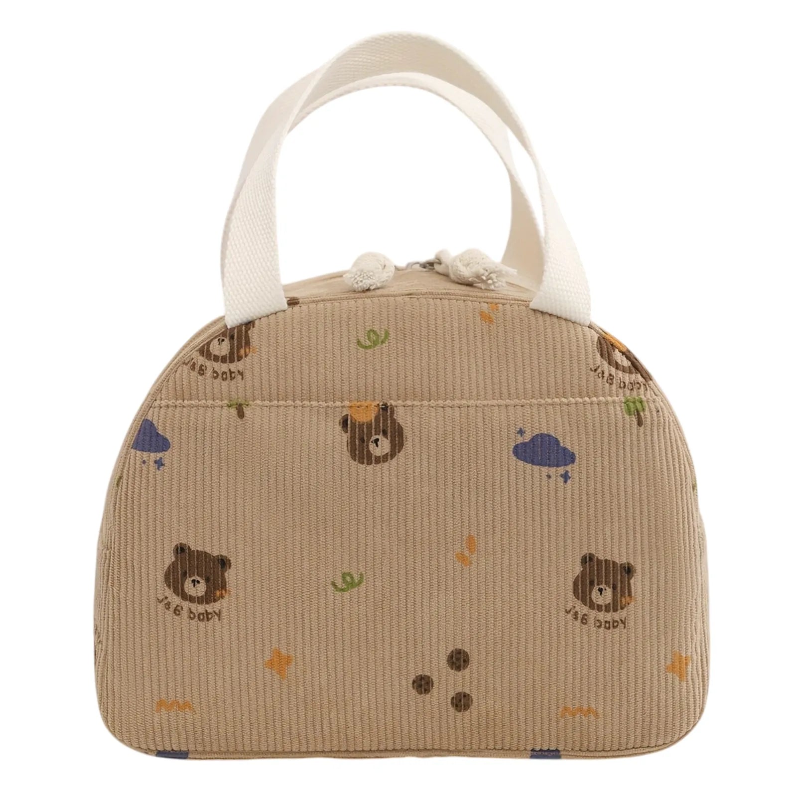 Sac à lunch Sweet Pouch motif tête d’ours, vue de face avec poignée apparente