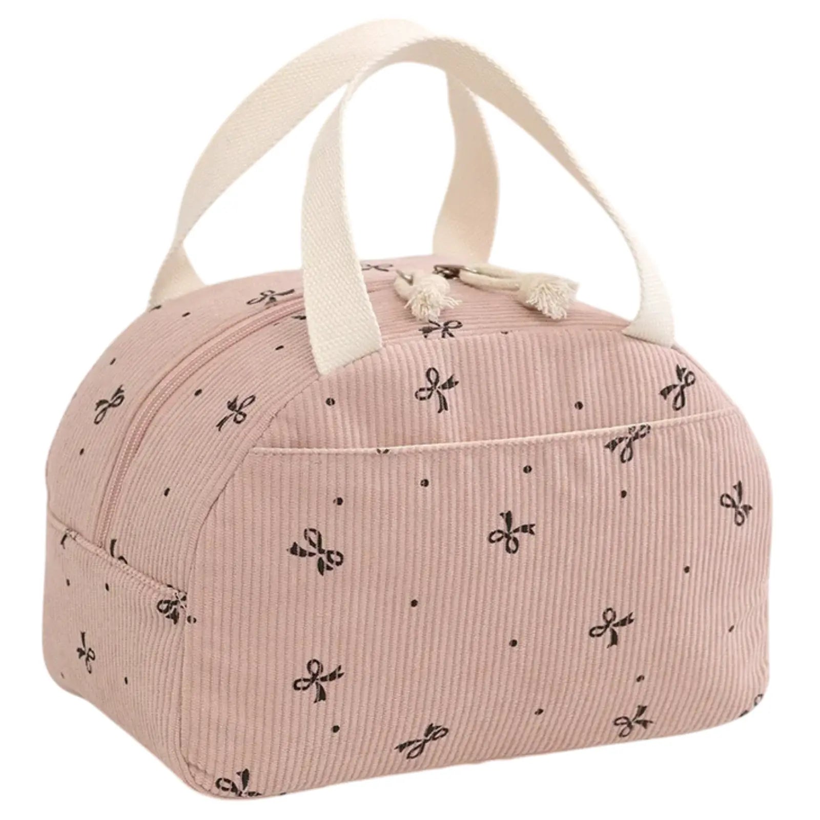 Sac à lunch Sweet Pouch beige motif noeud cadeau, vue de face