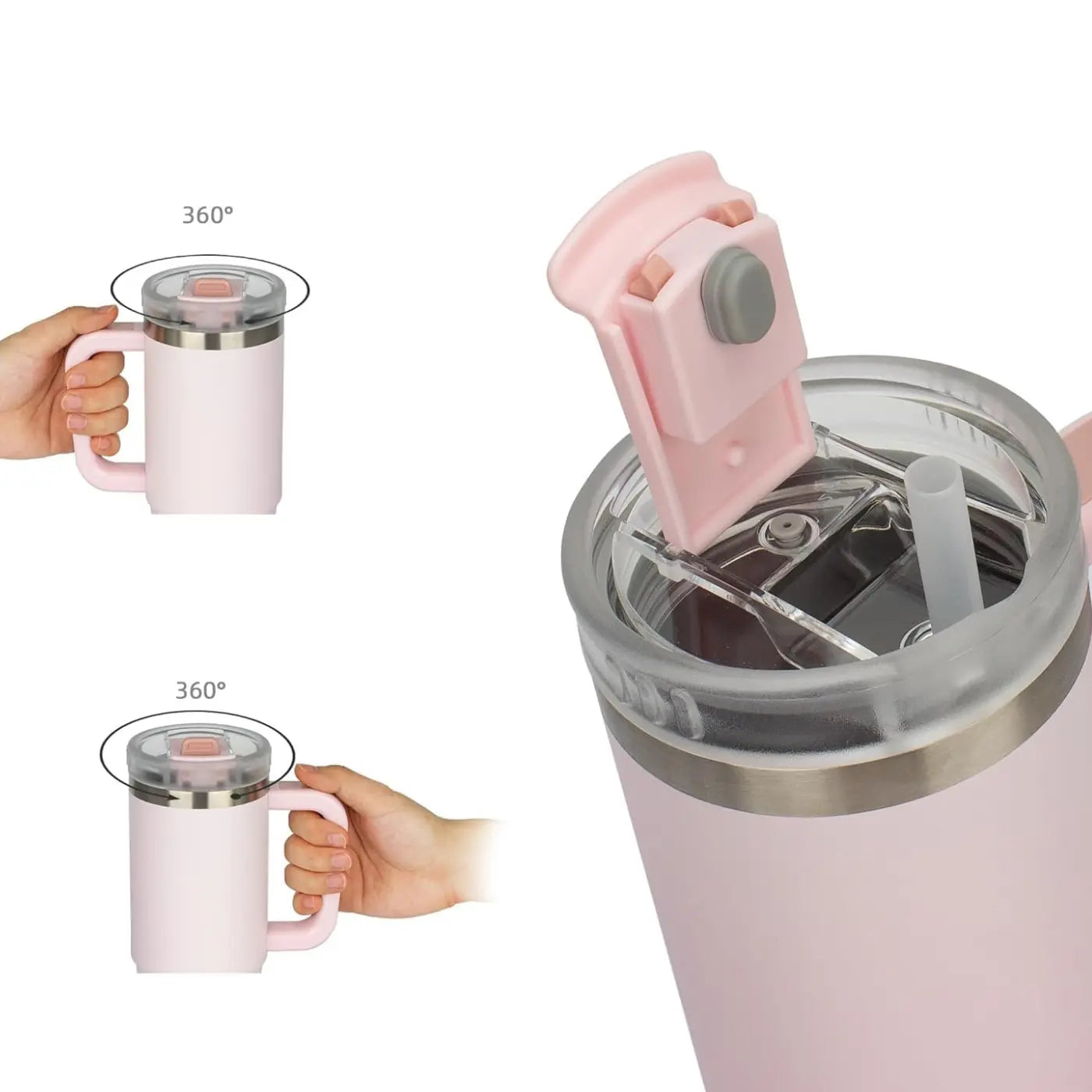 Gobelet isotherme en acier inoxydable avec paille réutilisable, grande capacité 900ml ou 1200ml pour boissons chaudes ou froides