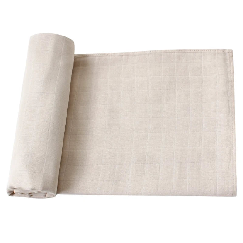 Lange pour bébé Goodn'lange 120x120 cm en coton doux et respirant, idéal pour emmailloter confortablement les nouveau-nés beige