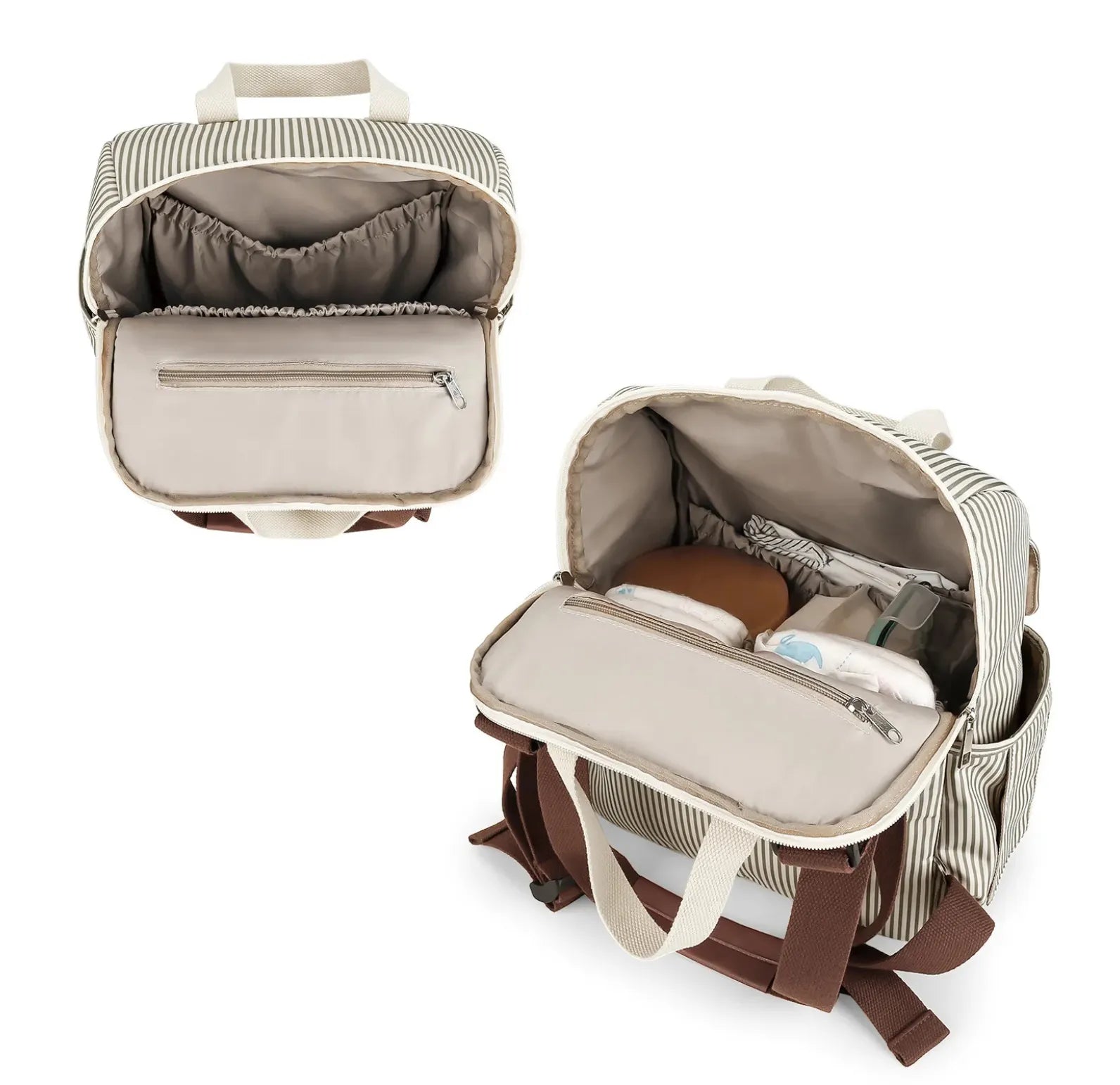 Sac à langer stylé et pratique porté en sac à dos ou en bandoulière, avec tapis à langer et sacoche isotherme assortie – idéal pour les sorties avec bébé