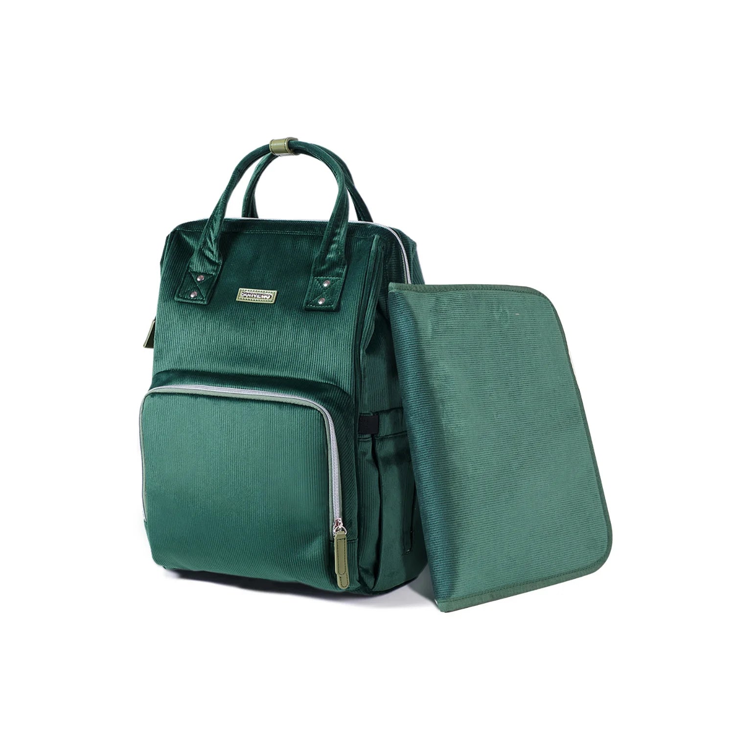 Sac à langer de luxe en tissu premium avec matelas assorti, design élégant et pratique pour parents modernes