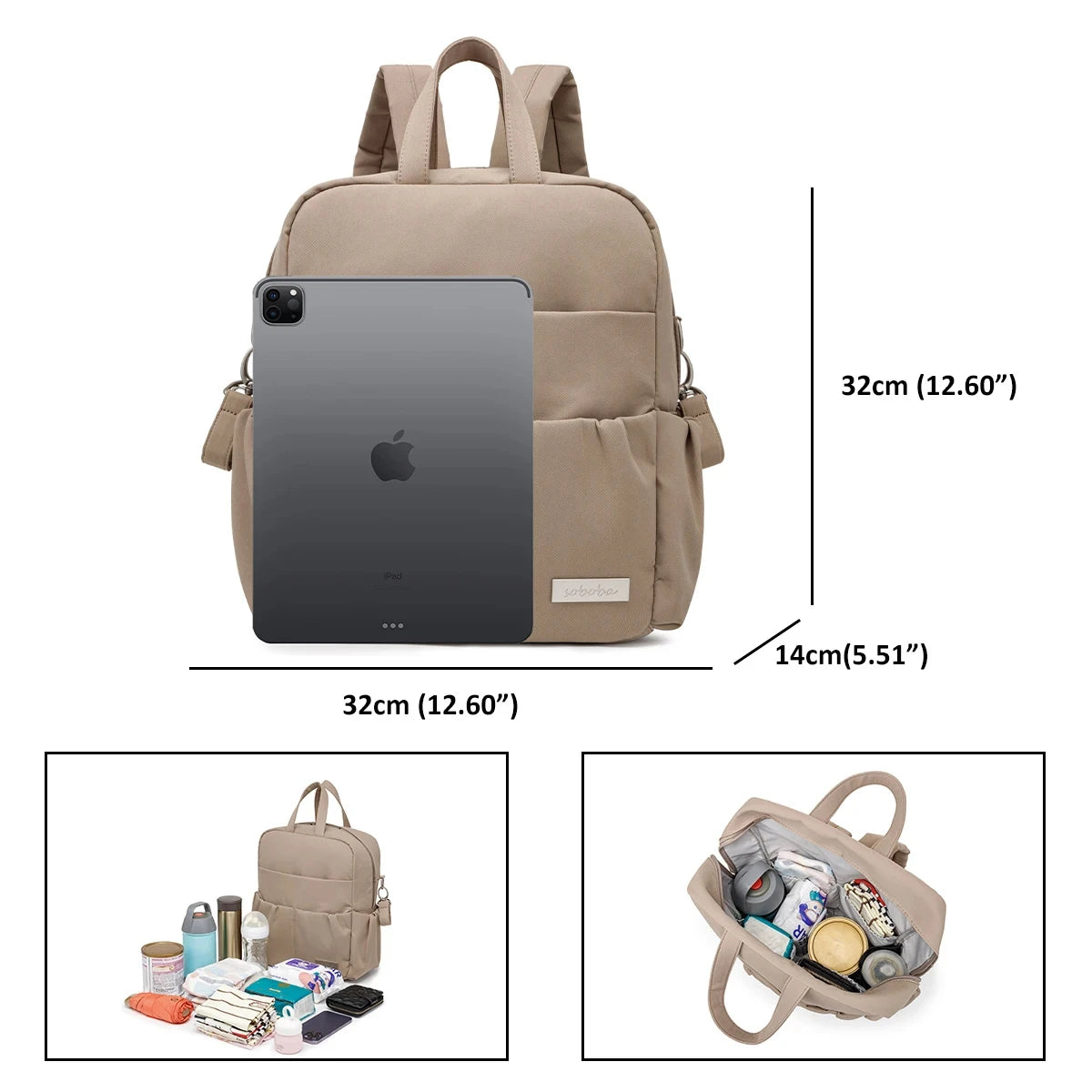 CarryGo sac à langer pratique avec doublure imperméable facile à nettoyer