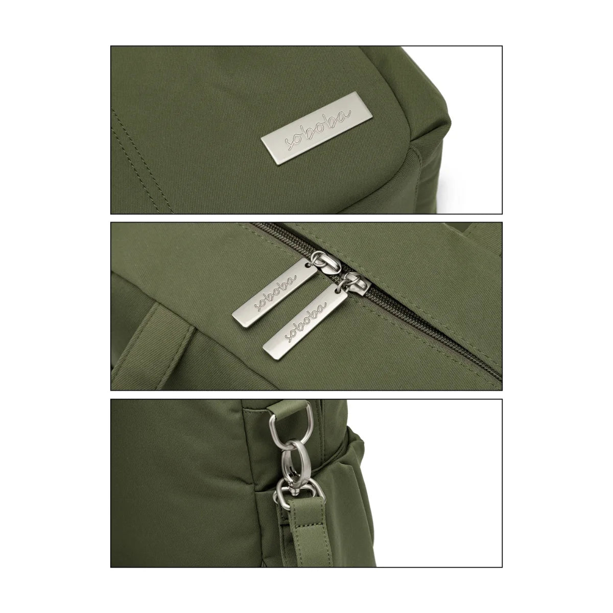 Détail des poches du sac à langer CarryGo pour biberons et couches