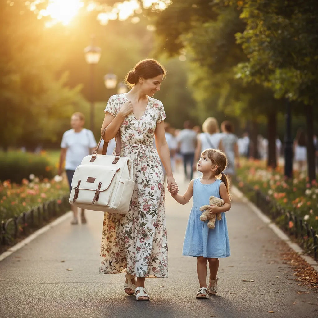 Sac à langer Aventure pour parents modernes, avec bandoulière et bretelles pour portage confortable, 14 poches de rangement, compartiment isotherme et manchette trolley, idéal pour voyages et déplacements organisés