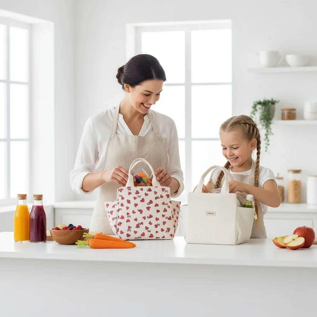 Grâce à son matériau isotherme, le Sweet Pouch garde vos aliments au frais ou au chaud tout en restant facile à nettoyer avec un chiffon doux.