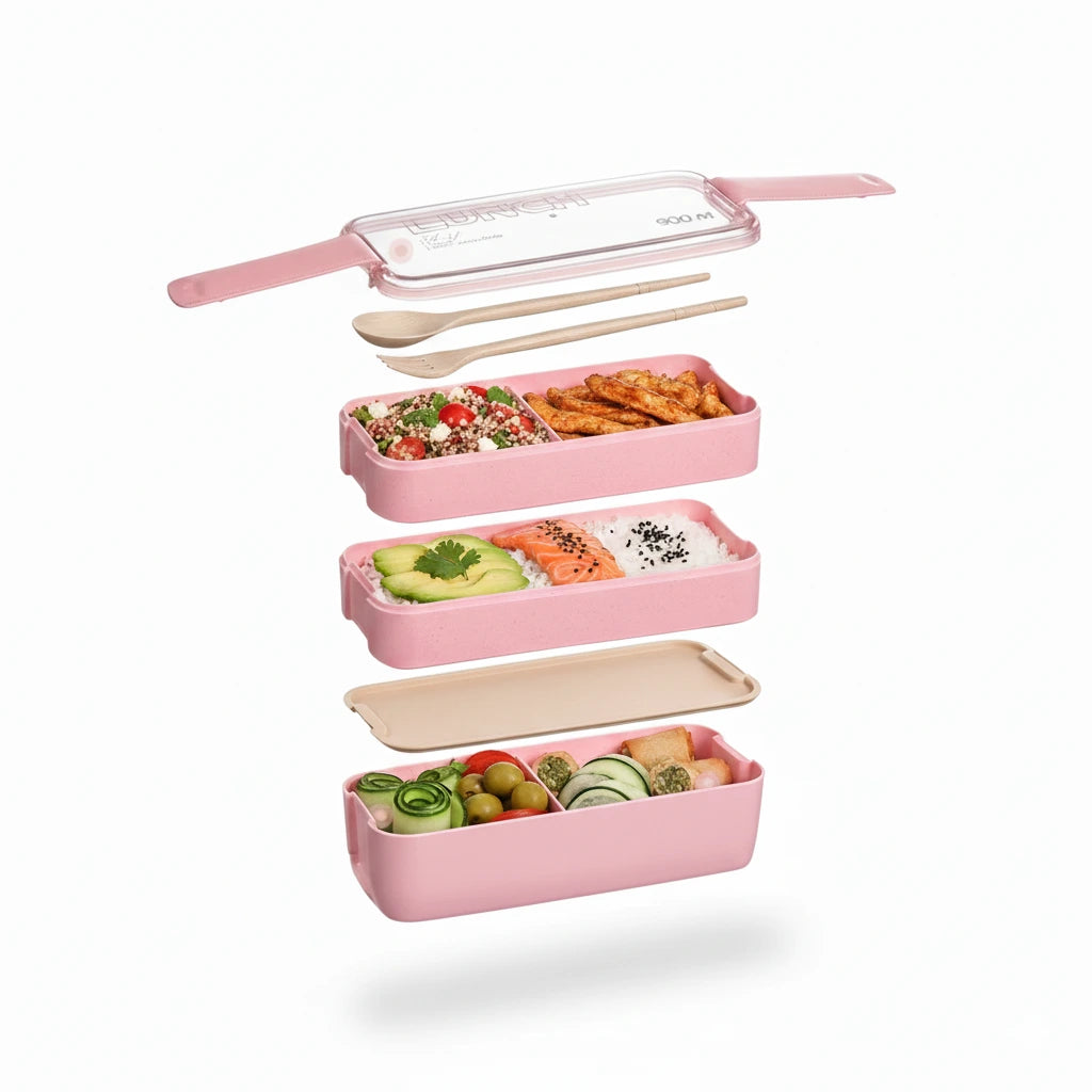 Lunch Box GoFresh verte – bento sans BPA pour repas équilibrés