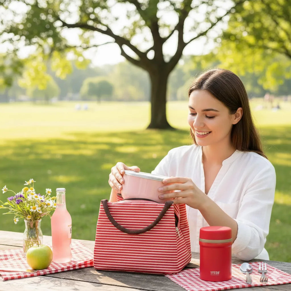 Sac lunch ThermiBag couleur café, poignée renforcée et couture solide – Goodnvibes