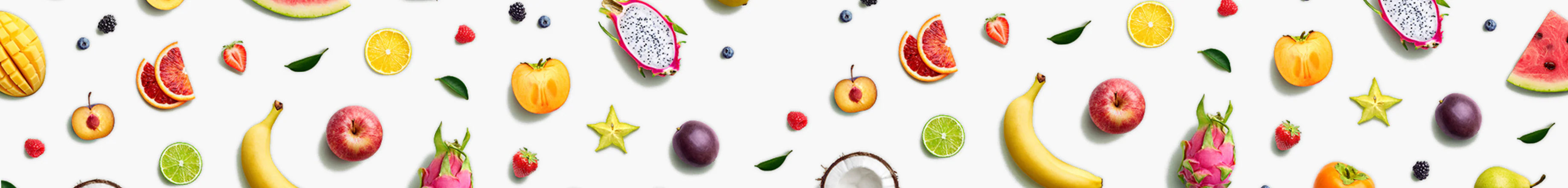 Bannière horizontale motif fruits frais colorés pour une pause déjeuner saine et vitaminée