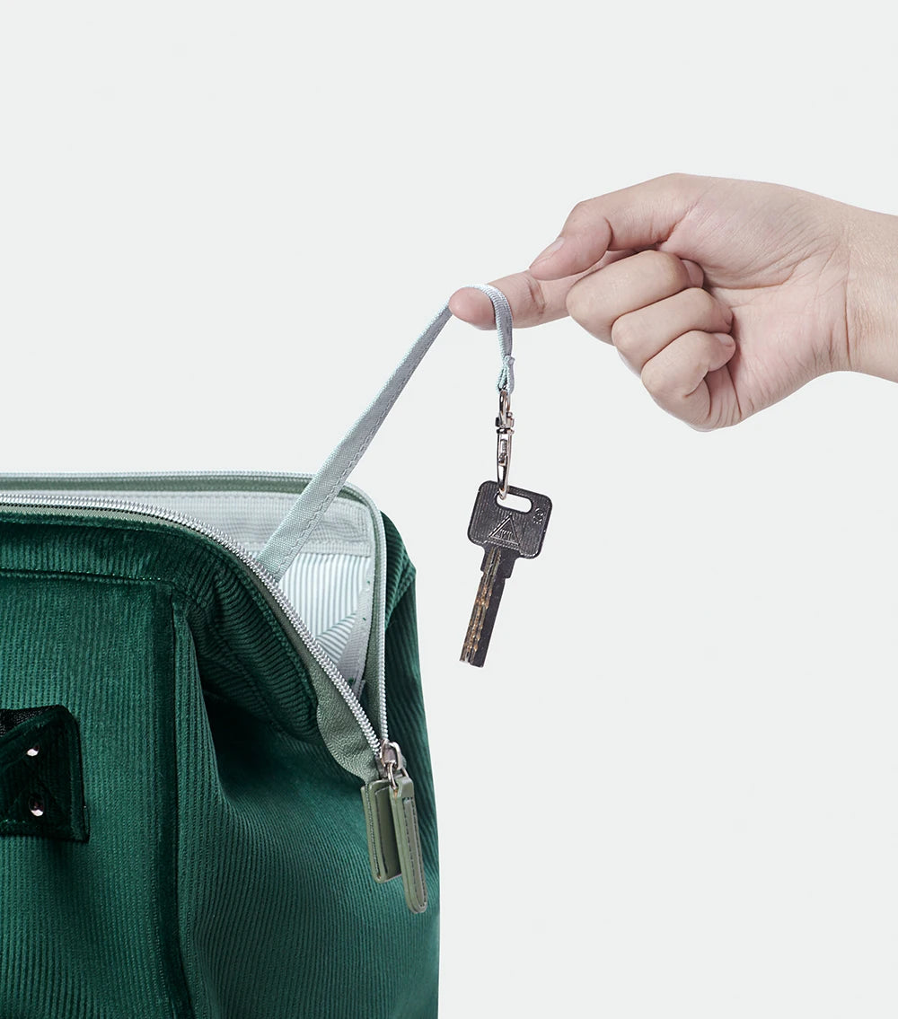 "Sac à langer spacieux en tissu premium, avec matelas à langer assorti inclus. Dimensions 45x30x22 cm pour 0,75 kg. Parfait pour organiser les essentiels de bébé, facile à nettoyer avec un chiffon microfibre porte attache clefs