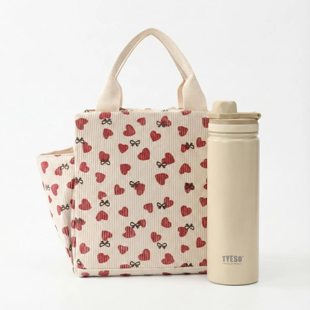 Gourde isotherme PureVibe 600 ml beige moka – bouteille inox étanche chaud 6h froid 24h avec poignée pliable.