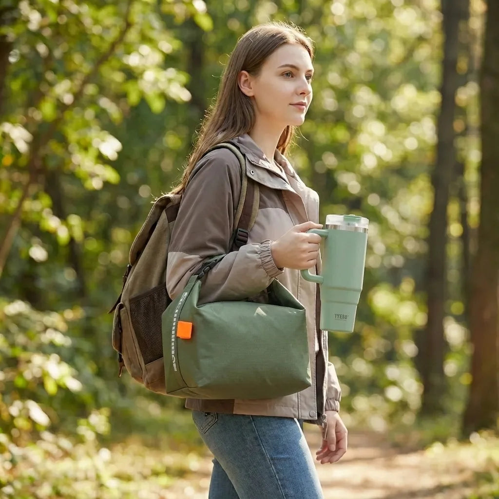Duo sac repas nomade et gourde XXL paille pour bureau et voiture