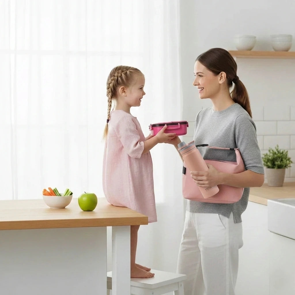 NomadBox compacte en position enroulée 22x7 cm – lunch bag gain de place pour repas quotidiens.