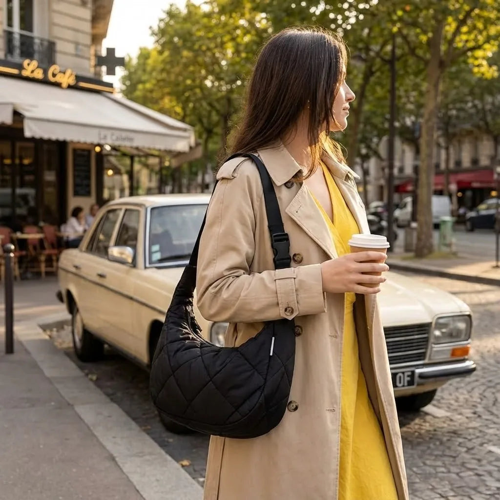 Détail du tissu Twill matelassé premium du sac isotherme Puffy