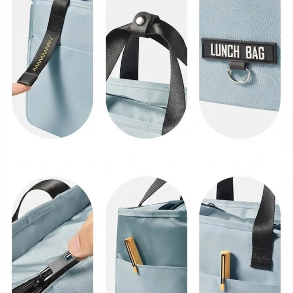 Lunch bag gris minéral discret et élégant pour transporter son tupperware