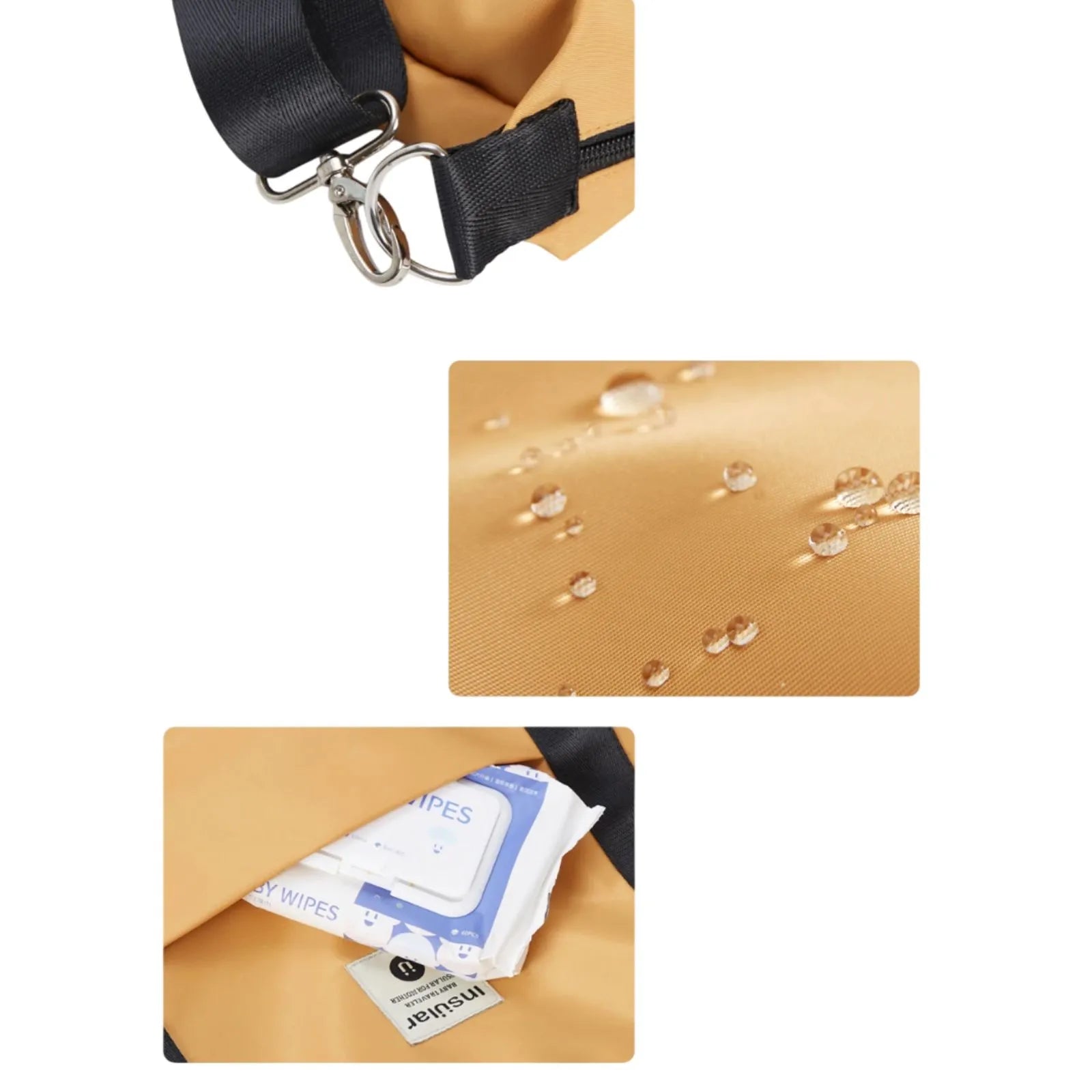 Confectionné en nylon 290T, le sac a langer Milo a un tissu léger, déperlant et résistant, il protège efficacement vos essentiels des petites éclaboussures.