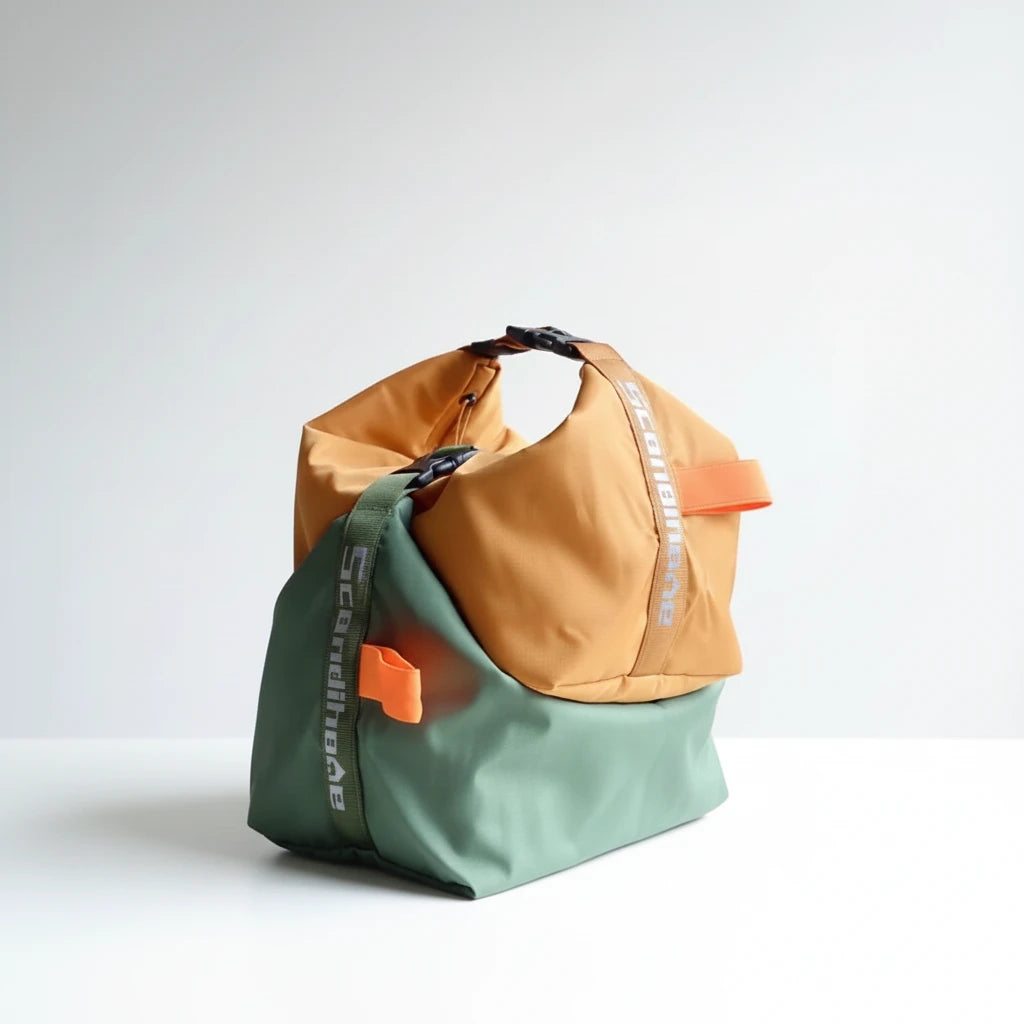 Lunch bag isotherme NomadBox en tissu Oxford, présenté avec un repas complet et accessoires FreshMeal et Snack&Go.