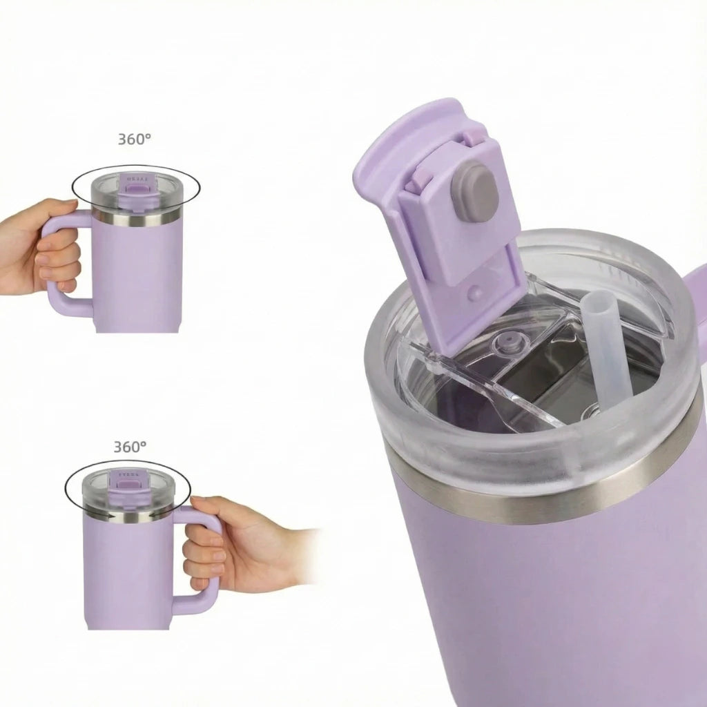 gourde inox isotherme durable avec paille intégrée pour déplacements