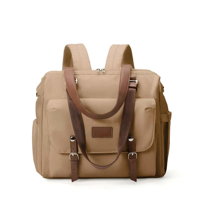 Sac à langer kaki naturel, tissu déperlant et résistant pour parents nomades