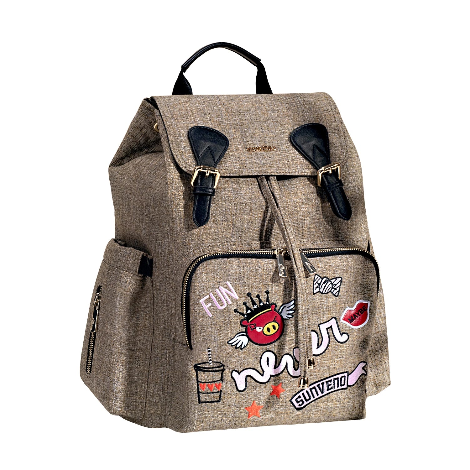 Sac à langer en toile canvas, 37x32x21 cm, grande capacité, 0,8 kg, facile à nettoyer avec un chiffon microfibre humide marron