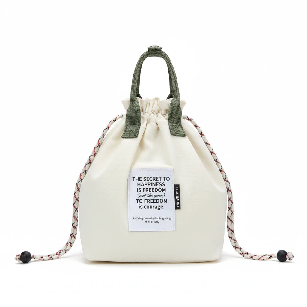 "Lunch bag isotherme PureGo beige avec cordon de serrage"