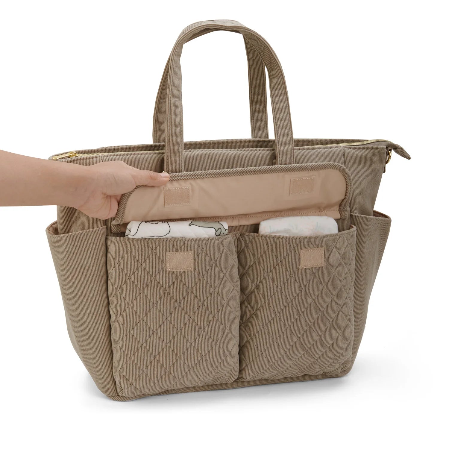 Bolso de pañales Sunveno con cambiador, bolso de bebé de gran capacidad para mamá primeriza, bolso de maternidad acolchado para viajes 36x33cm