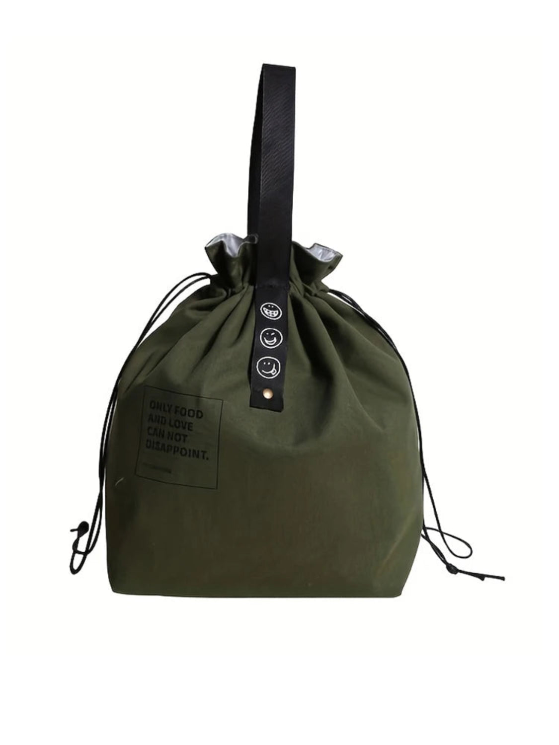 Lunch bag isotherme en tissu Oxford, 30x21x15 cm, grande capacité avec cordon de serrage, parfait pour transporter repas et snacks vert