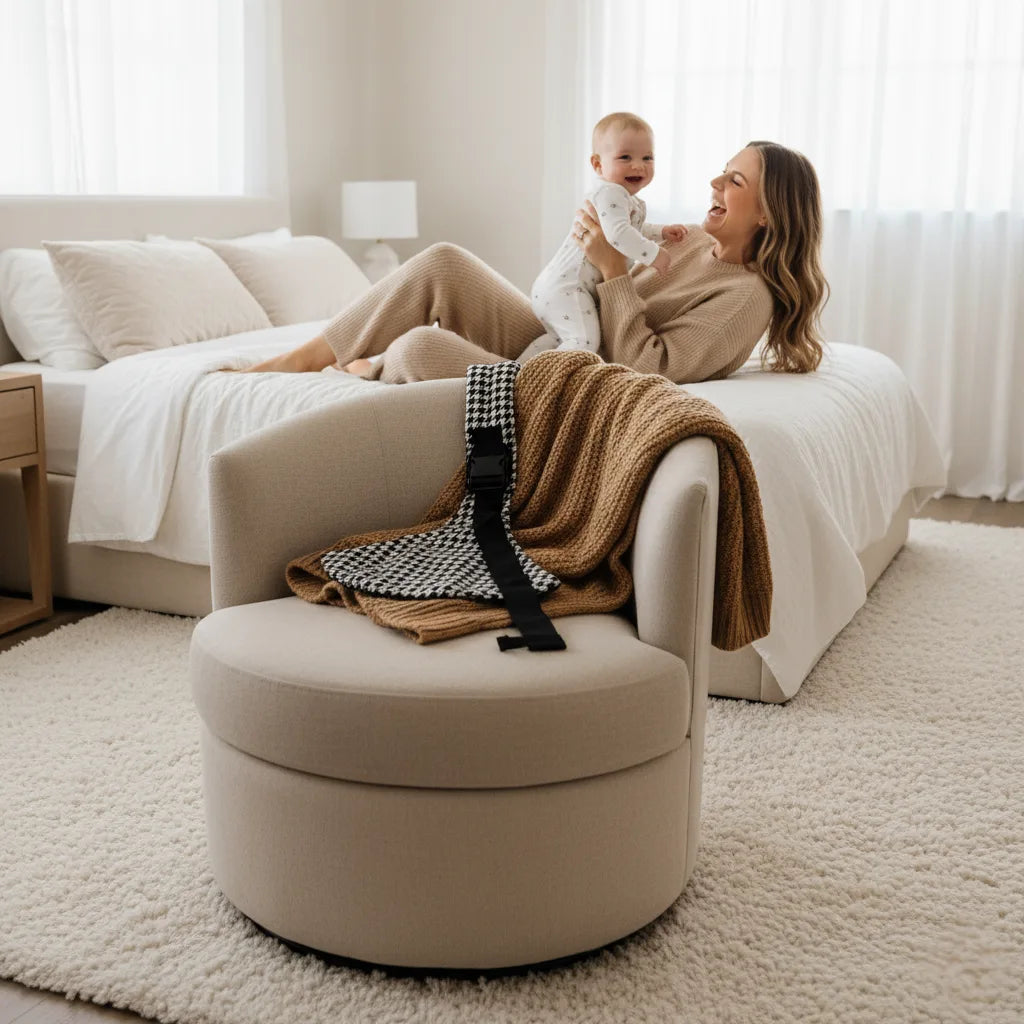 Porte-bébé évolutif avec trois positions de portage, design compact et ergonomique, idéal pour répartir le poids et assurer confort et sécurité lors des sorties avec bébé.