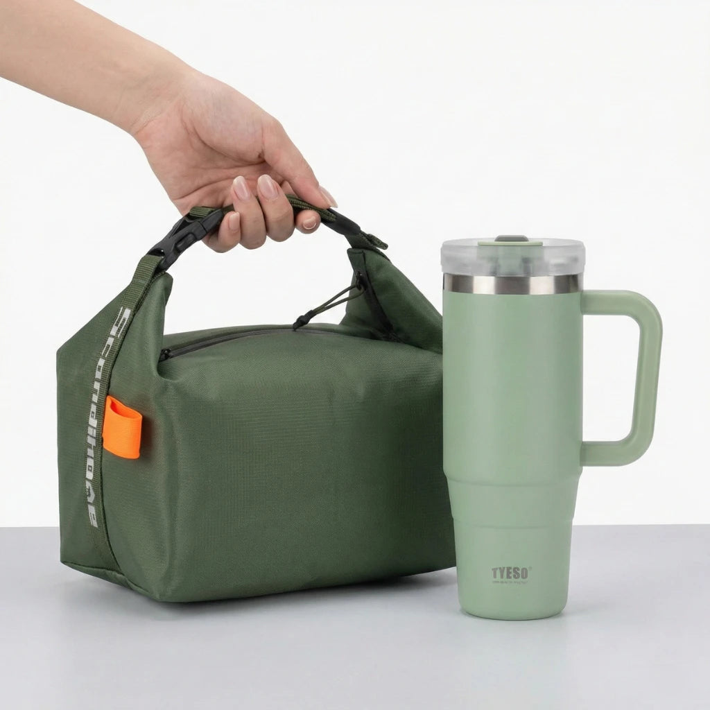 Sac repas orange abricot et gobelet paille pastel Le Goodn'Pop