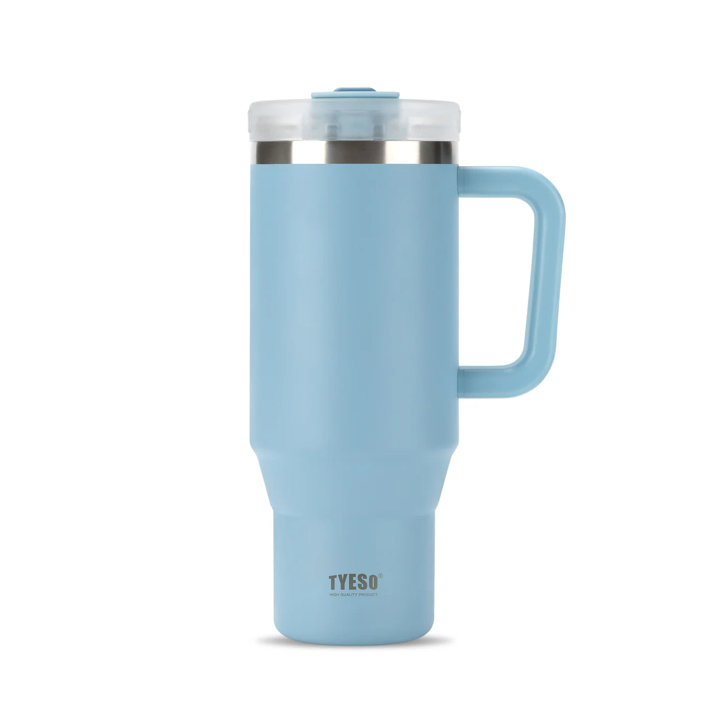Gobelet inox avec paille réutilisable, 900ml ou 1200ml, idéal pour boissons chaudes ou froides bleu ciel