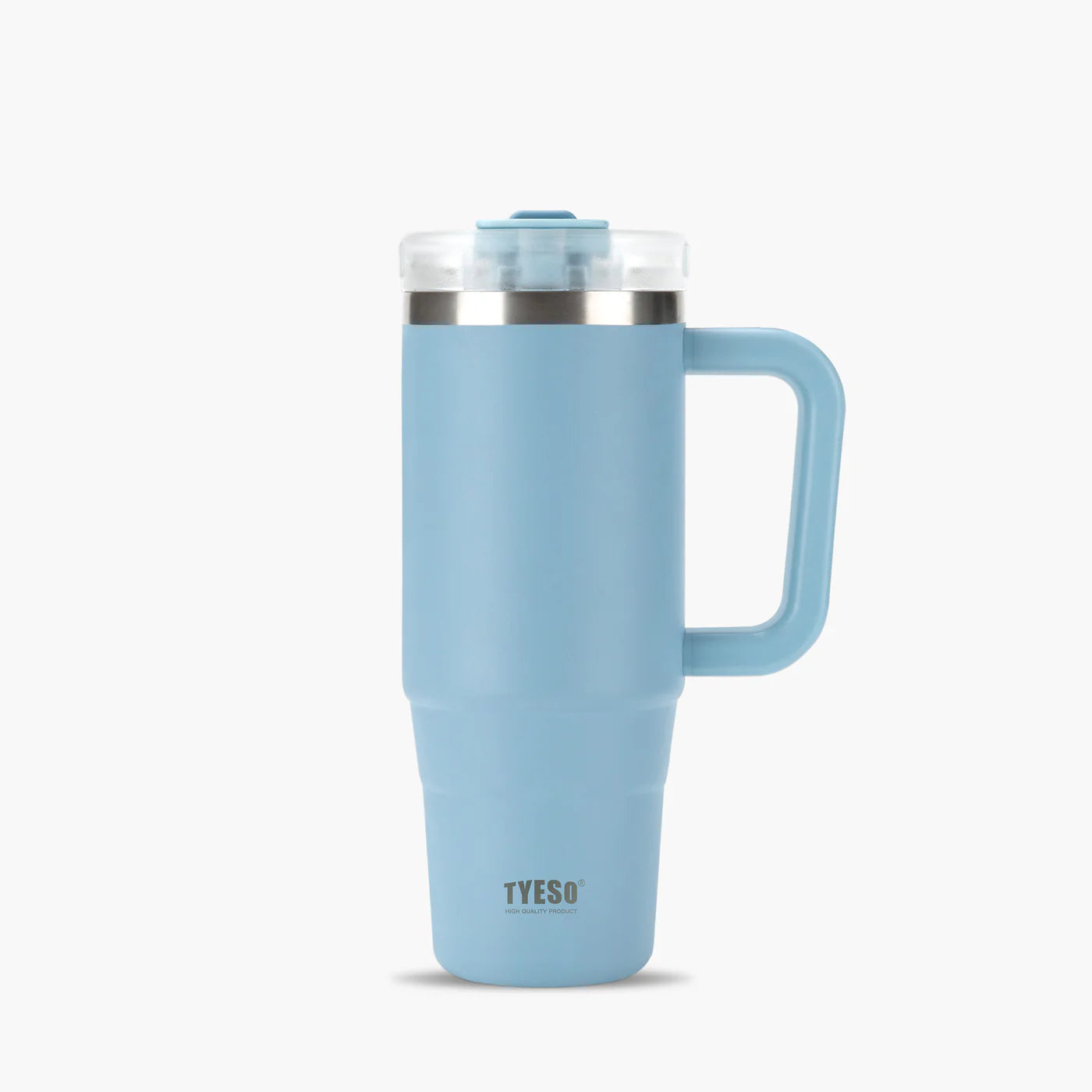 Gobelet inox avec paille réutilisable, 900ml ou 1200ml, idéal pour boissons chaudes ou froides bleu ciel