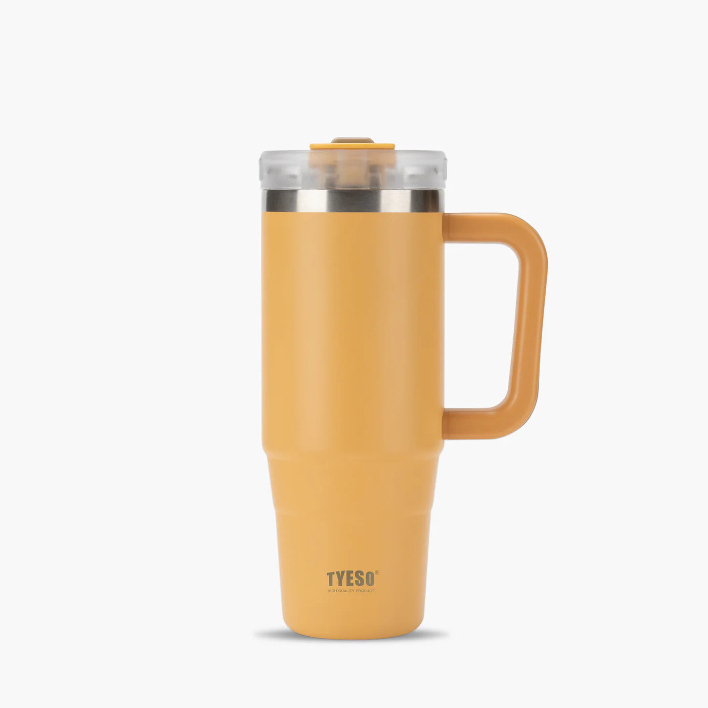 Gobelet inox avec paille réutilisable, 900ml ou 1200ml, idéal pour boissons chaudes ou froides jaune