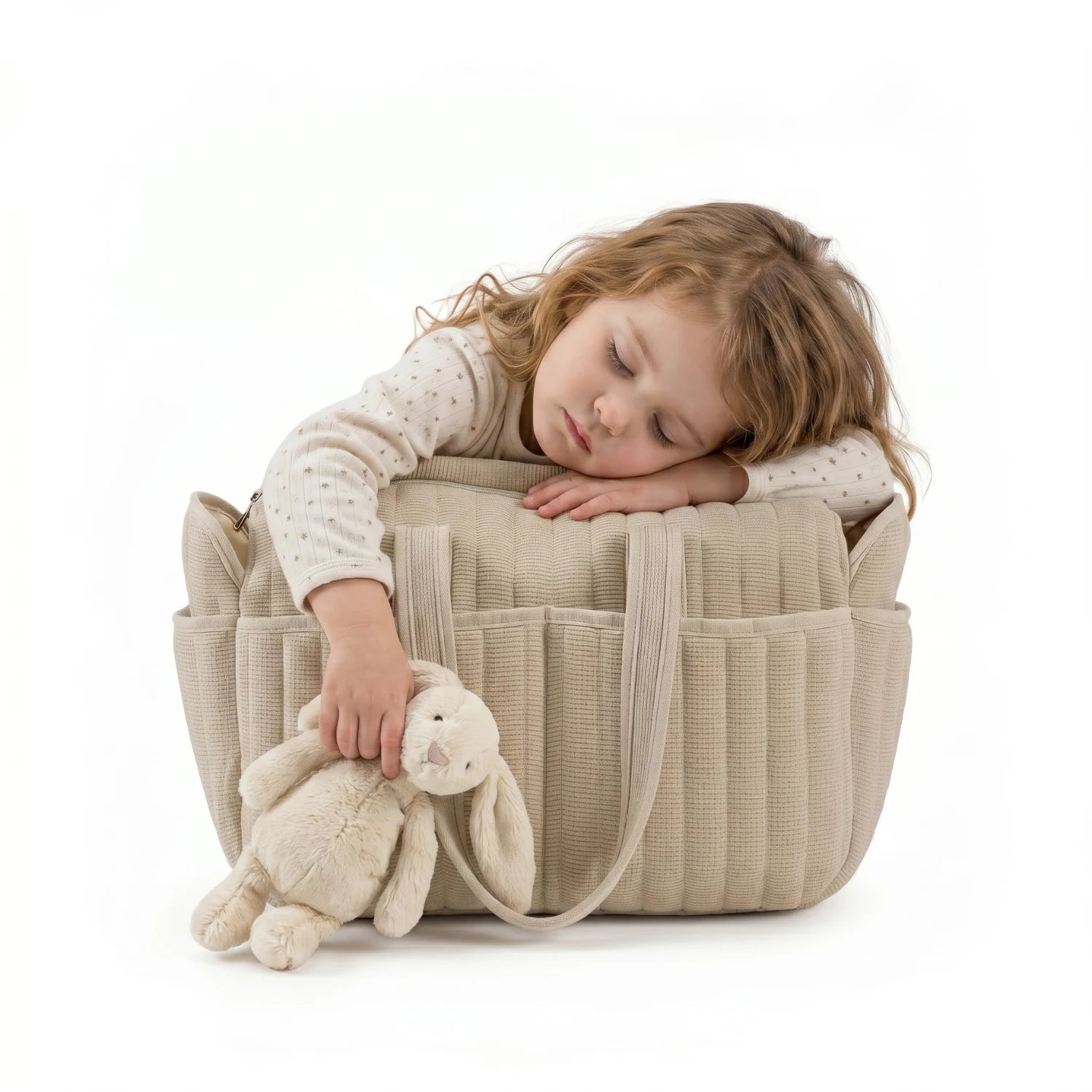 • Sac à langer bohème chic en coton matelassé avec grande capacité et portage poussette