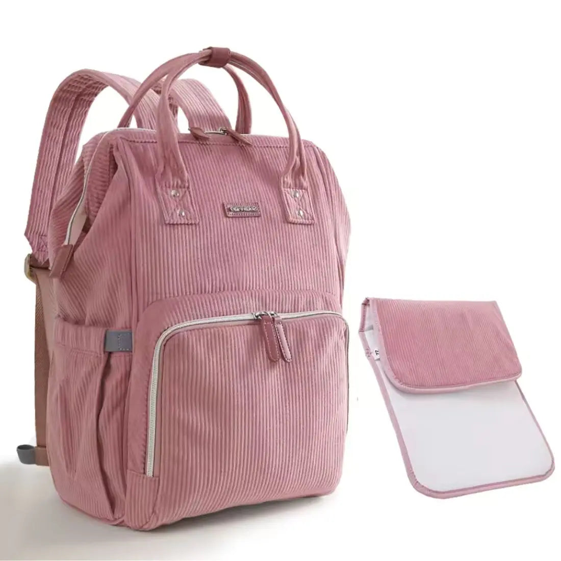 Sac à langer de luxe en tissu premium avec tapis à langer assorti et multiples rangements