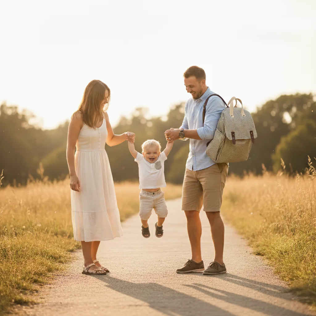 Sac à langer moderne avec crochets de poussette intégrés et accessoires pratiques, idéal pour les sorties avec bébé
