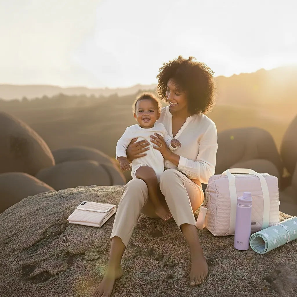 Sac à langer HarmoBag avec matelas à langer inclus, design pratique et élégant pour organiser les affaires de bébé en déplacement