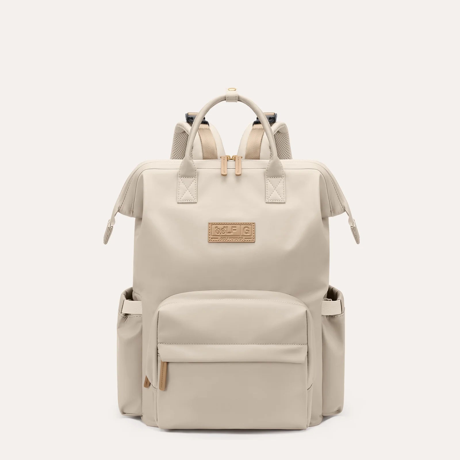 Sac à langer Milo en Oxford nylon beige avec bandoulière réglable
