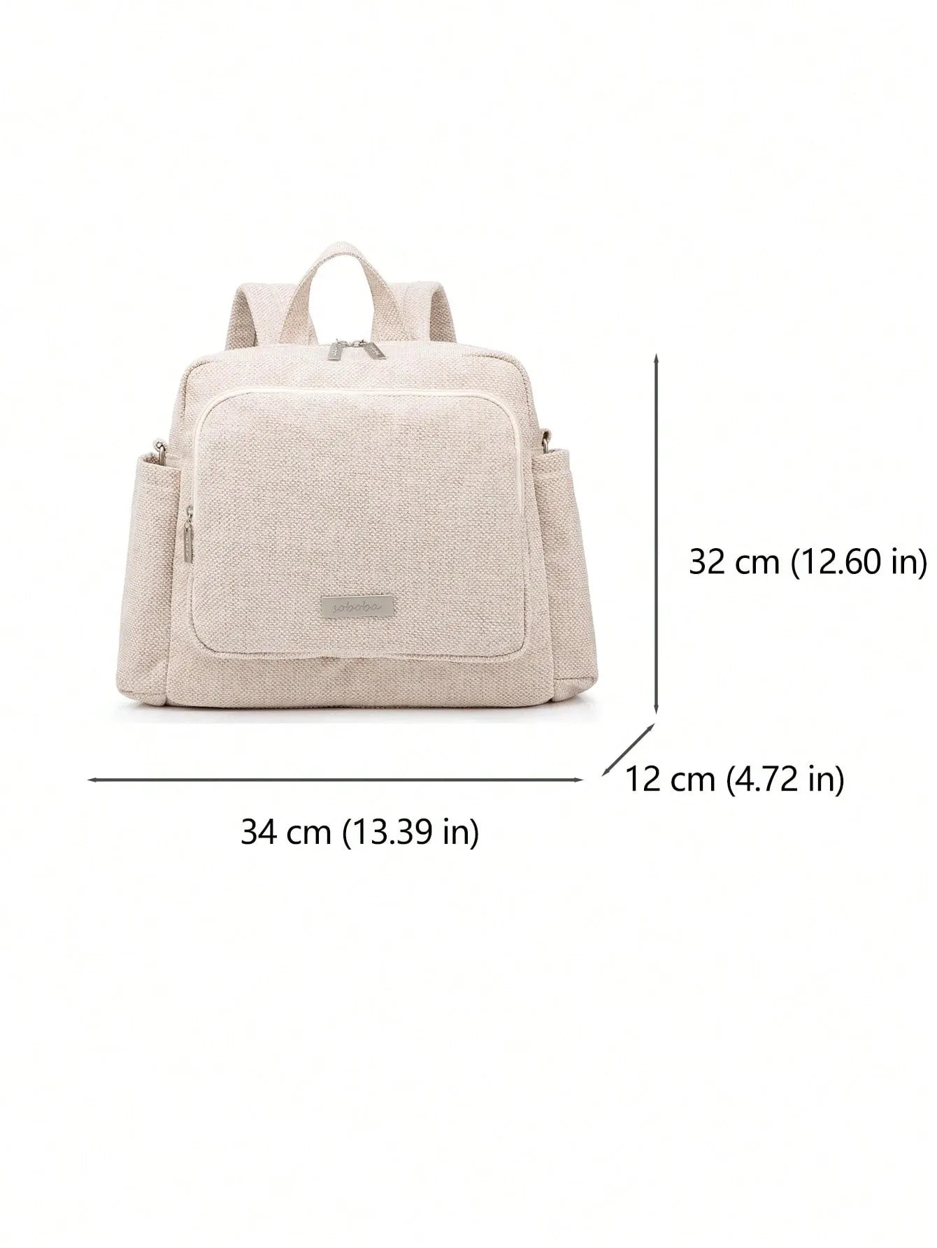 Sac à langer élégant avec poches bien pensées, alliage cuir synthétique et tissu lin.