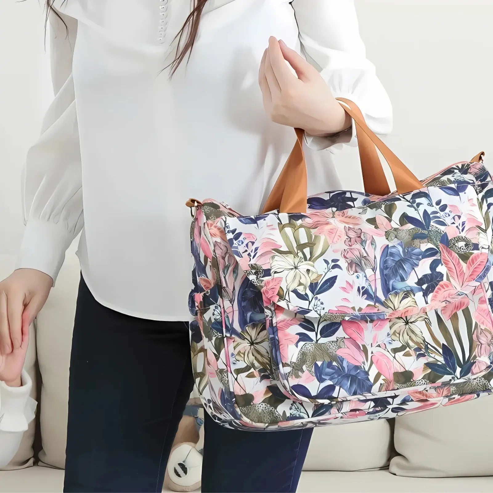 Sac à langer 40x29x14cm, nylon résistant et anti-taches, sangle ajustable pour poussette ou épaule
