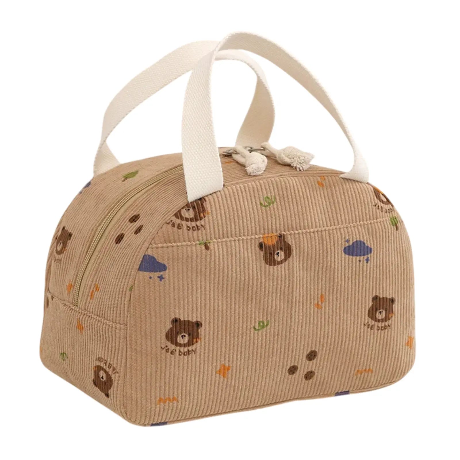 Sac à lunch Sweet Pouch beige motif tête d’ours, vue de face