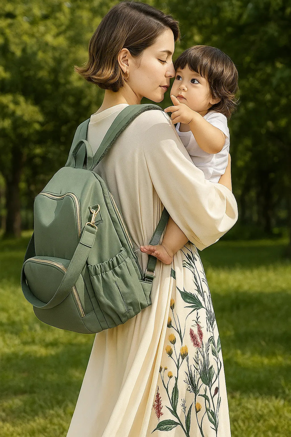 Intérieur du sac à langer Goodnvibes montrant les rangements optimisés pour bébé
