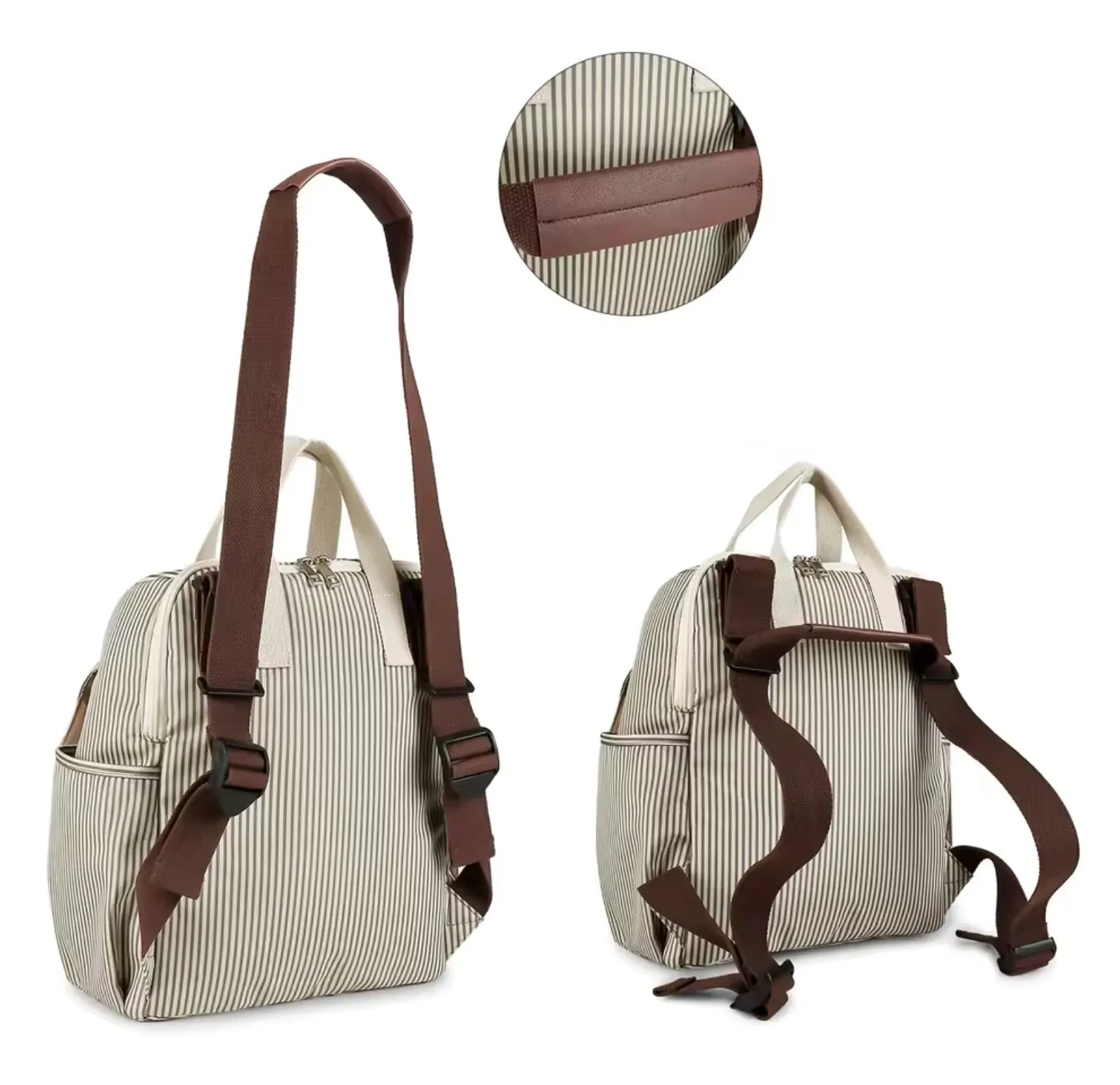 Sac à langer léger en polyester avec crochets poussette, porté en bandoulière ou sac à dos, facile à nettoyer, livré avec tapis à langer et sac repas isotherme

