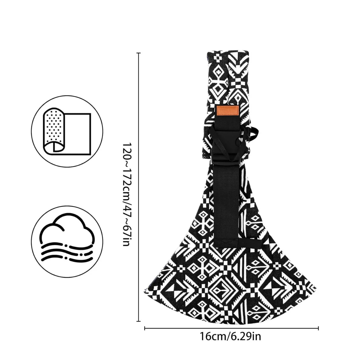 Écharpe de portage Nomade légère et compacte en coton doux, confortable et respirante pour bébé, adaptée de 16 à 172 cm

