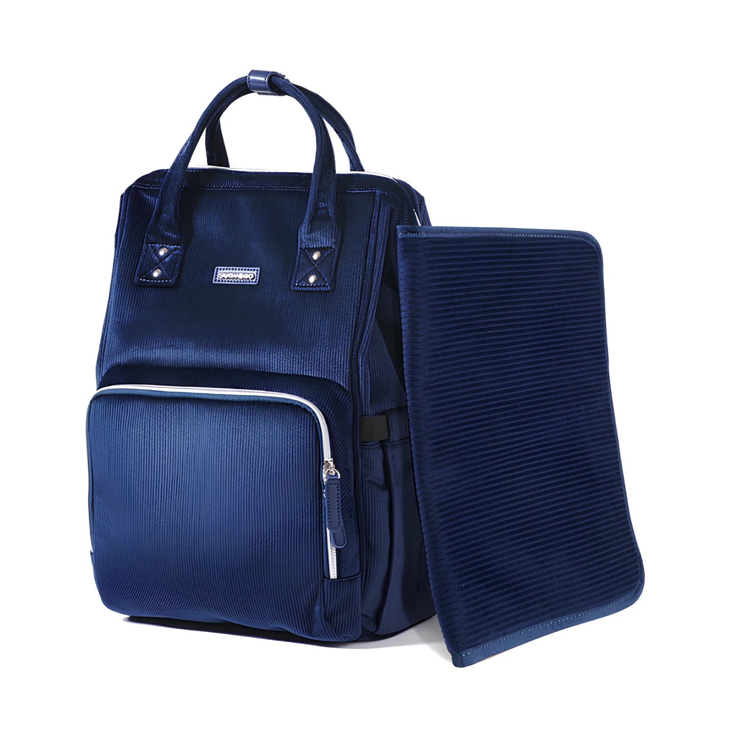 Sac à dos à langer de luxe en tissu premium, avec matelas hygiénique assorti pour bébé

