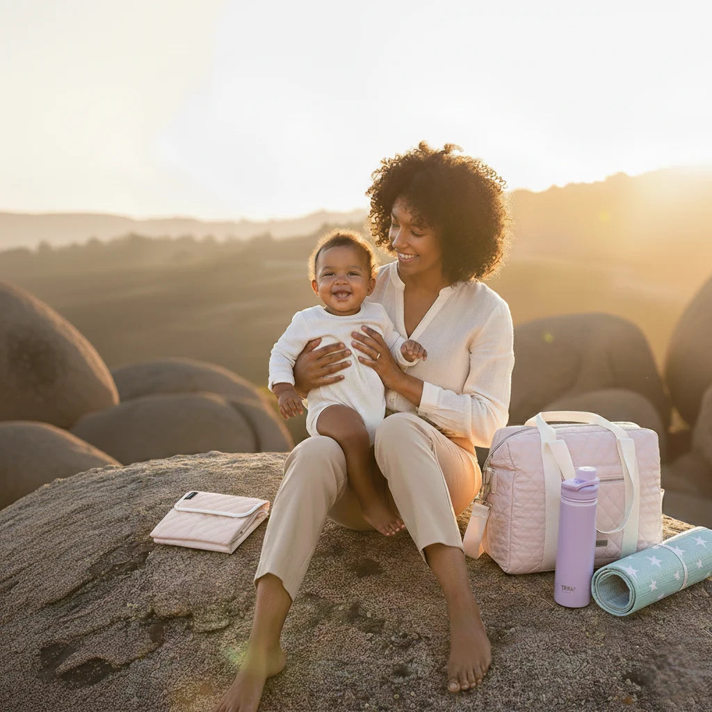 Sac à langer HarmoBag avec matelas à langer inclus, design pratique et élégant pour organiser les affaires de bébé en déplacement