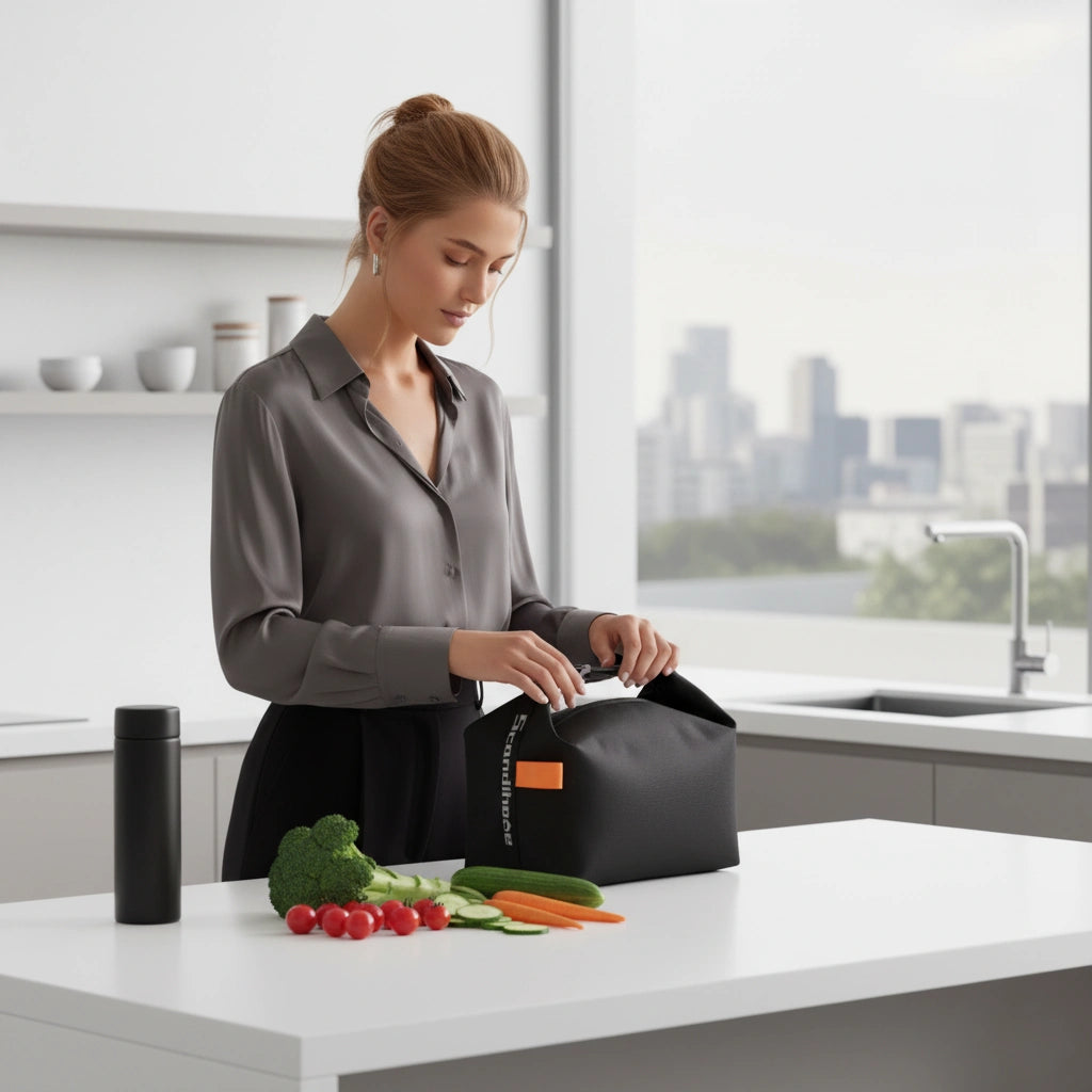 Sac repas NomadBox compact et pratique, se plie en 5 secondes, idéal pour bureau et sorties