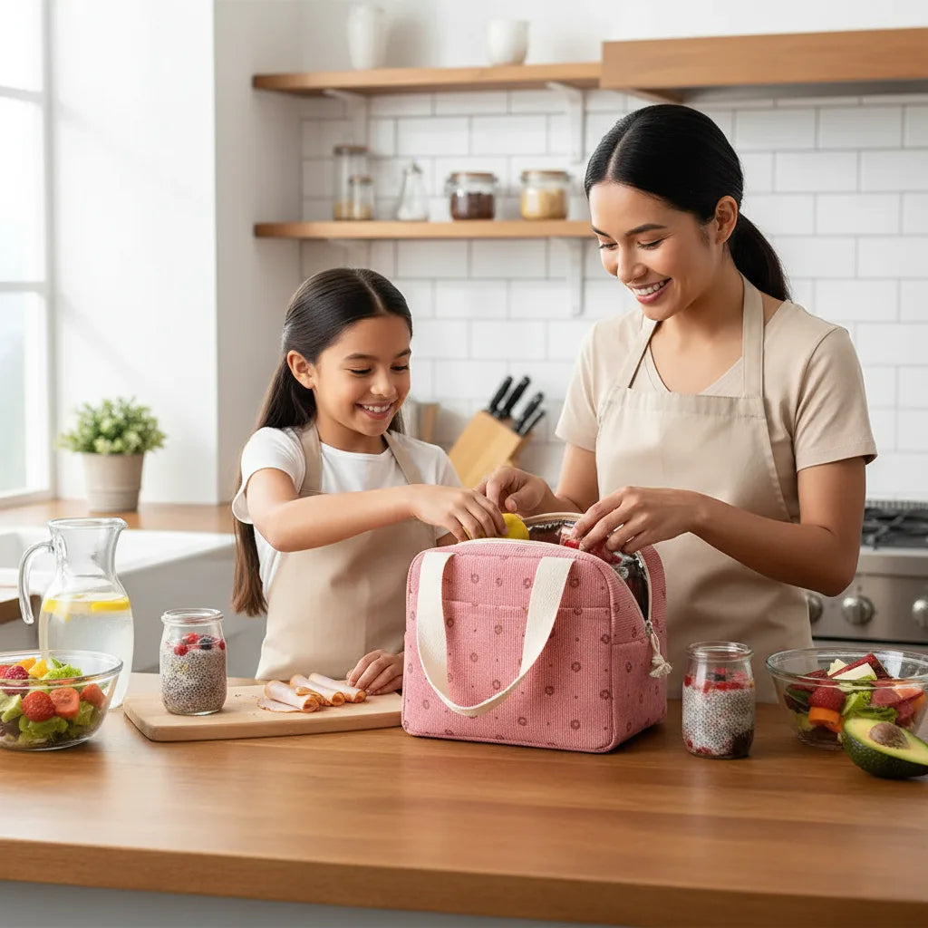 Le Lunch bag Cute Pouch est un sac à lunch isotherme compact et léger, conçu en polyester durable pour allier praticité et charme. 