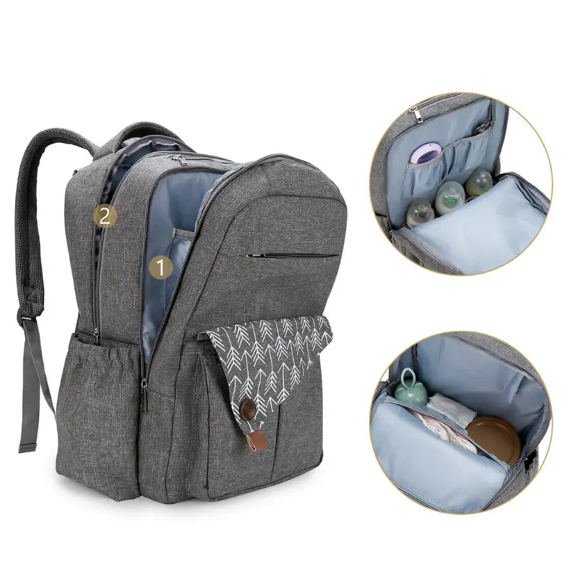Sac à langer Évasion avec poche lingettes à accès rapide et crochets pour poussette intégrés

