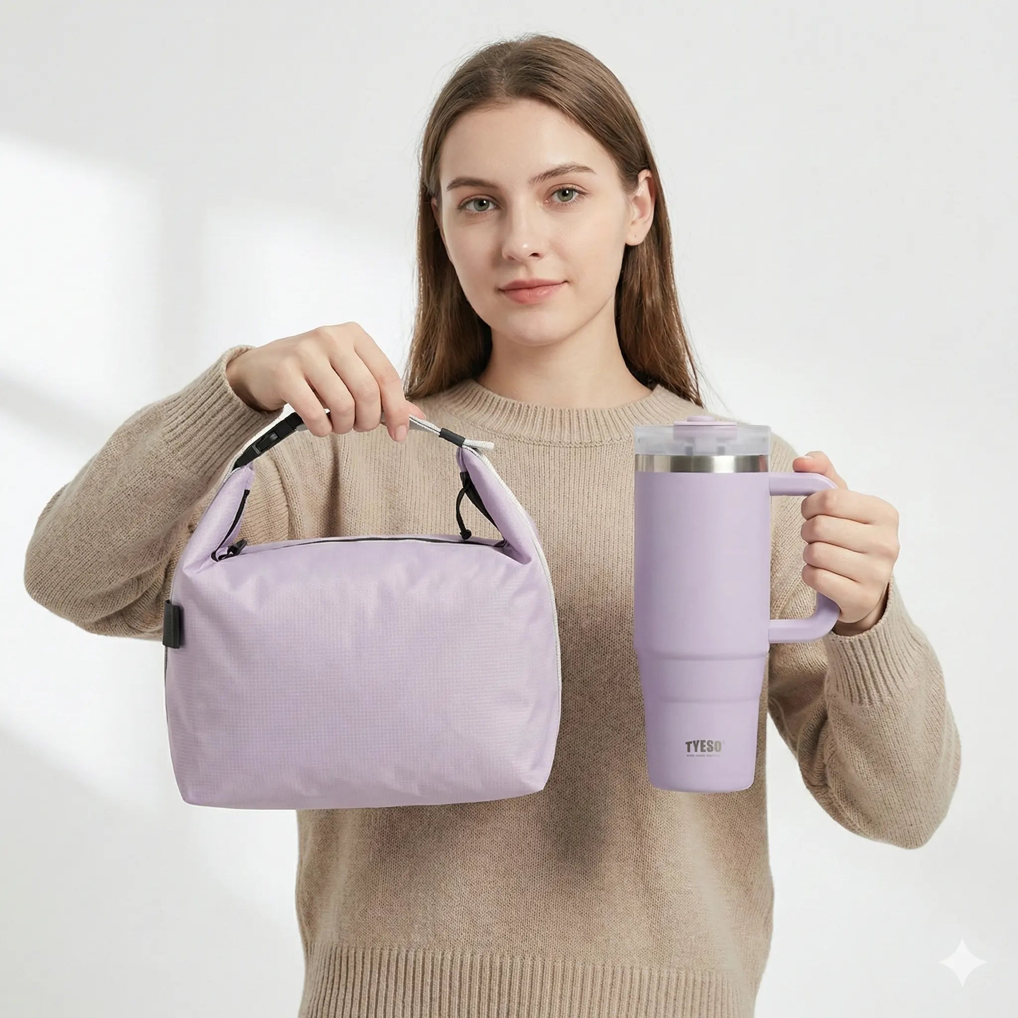 Gobelet Tyeso vert 900ml avec paille et poignée latérale