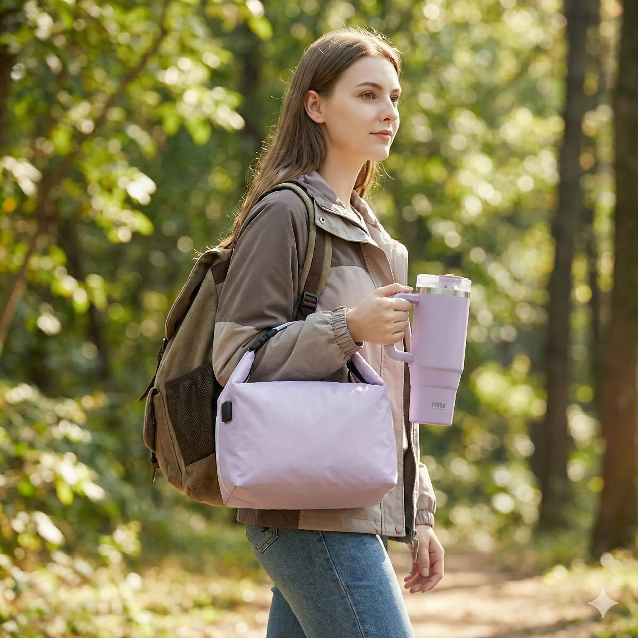 Duo sac repas nomade et gourde XXL paille pour bureau et voiture